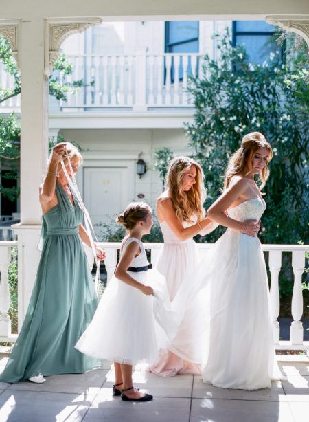 Bridal party prepping