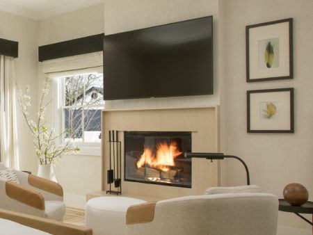 Room fireplace and seating area