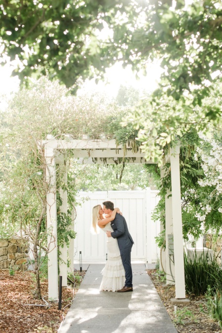 Wine country wedding in a lush garden setting at MacArthur Place in Sonoma.