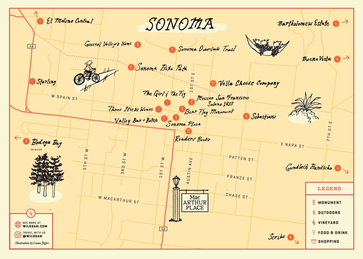 Insider's Guide to Sonoma Map