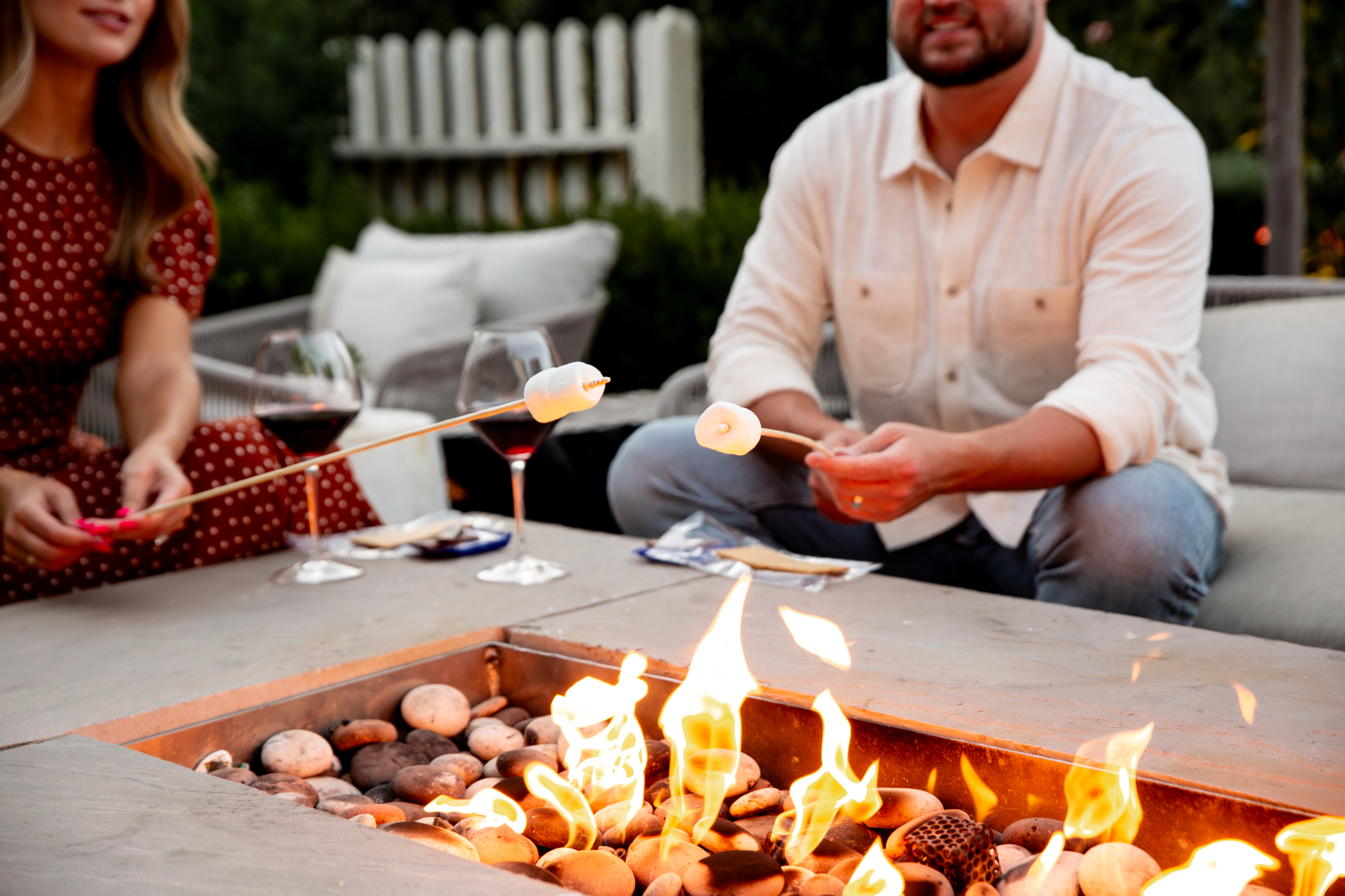 smores, couple, wine